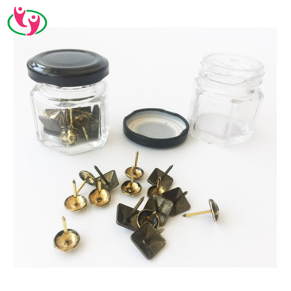 Качество бронза античная латунь цветные Push Pin в стеклянной банке