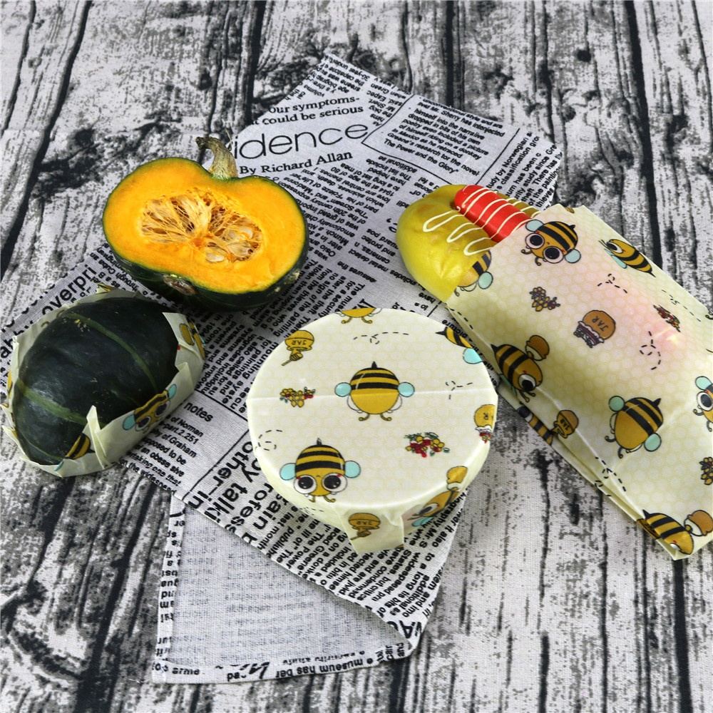 Beeswax многоразовые пищевой обертывания-все натуральные, органический хлопок экологичный, пластик бесплатно хранения еды (1 большой, 1 Средний, 1 маленький)
