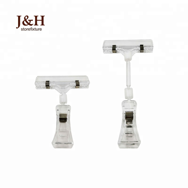 J & H пластиковый прозрачный поп-зажим, ценник, демонстрационная стойка, рекламный дисплей, держатель для вывесок, магазин, супермаркет, ПОС, стенд, двойной зажим