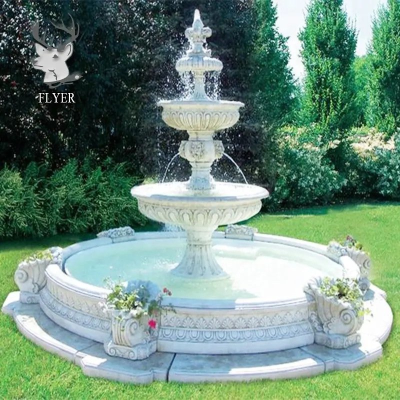 Outdoor stone furniture beautiful large natural 3 Tiers stone marble water fountain