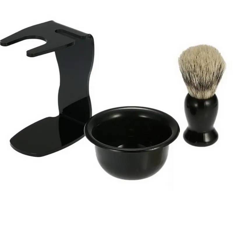 3 in 1 Men Shaving Set Brush Razor Holder Stand Soap Bowl