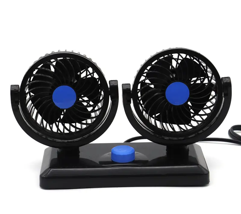12V Electric Car Fan 360 Degree Rotatable 2 Speed Dual Head Car Auto Cooling Air Circulator Fan