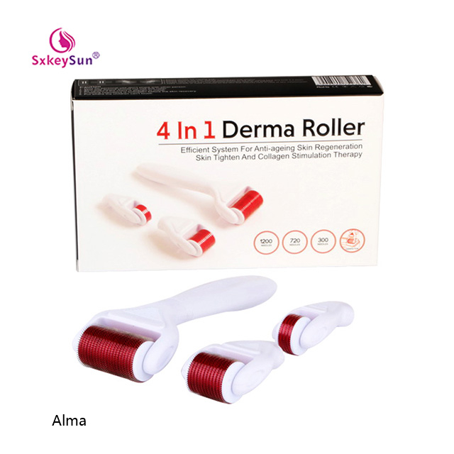 Новинка! 4 в 1 Дерма ролик 12/300/720/1200 игл титана микро иглы терапии derma ролика для средств по уходу за кожей лица и глаз для тела