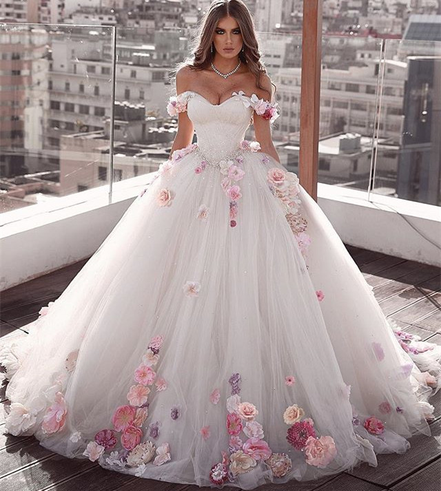Vestido De Novio бренд ТРАПЕЦИЕВИДНОЕ свадебное платье с кружевными цветами и Дубай свадебное платье принцессы для девочек бальное платье, свадебные платья, платья