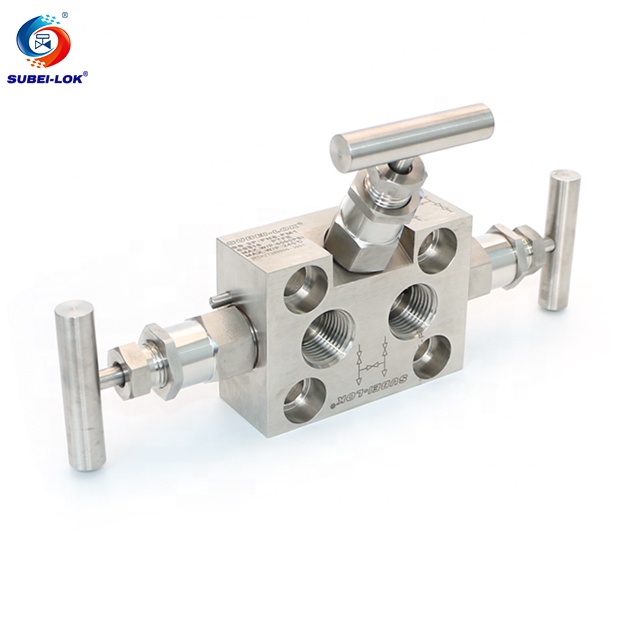SS 316l 3 Way клапан коллектор с PTFE упаковка