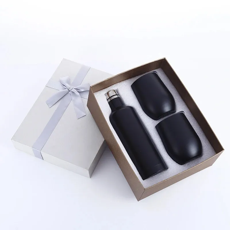 hot sale Gift Set 500ml Stainless Steel Wine Bottle with Egg Shape Ice Cold Wine Tumbler wholesale factory supplier gift set