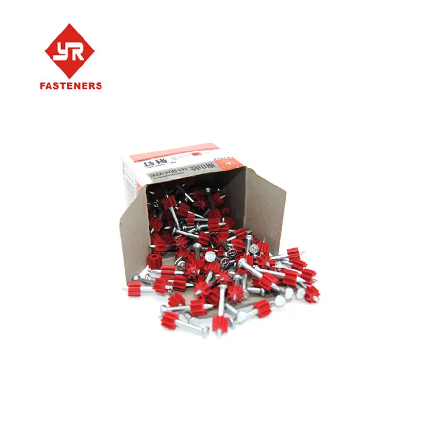Powder actuated fastener PD nail with red flute manufactory