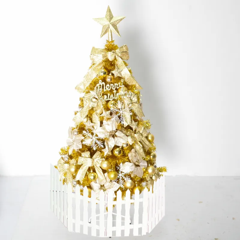 150Cm Gold Artificial Christmas With Led Lights Home Decoration Gift Tree
