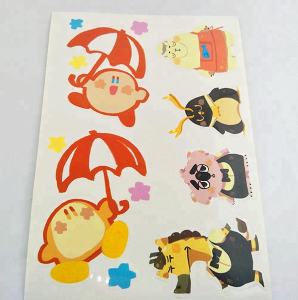 A4 Size die cut cute kiss cut label Customized Cartoon sticker