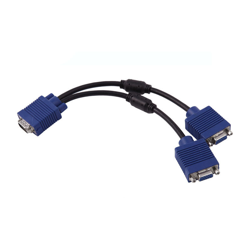 Двойной Магнитный круглый Удлинительный кабель 1 к 2 VGA кабель для проектора компьютера VGA разделительный провод частоты