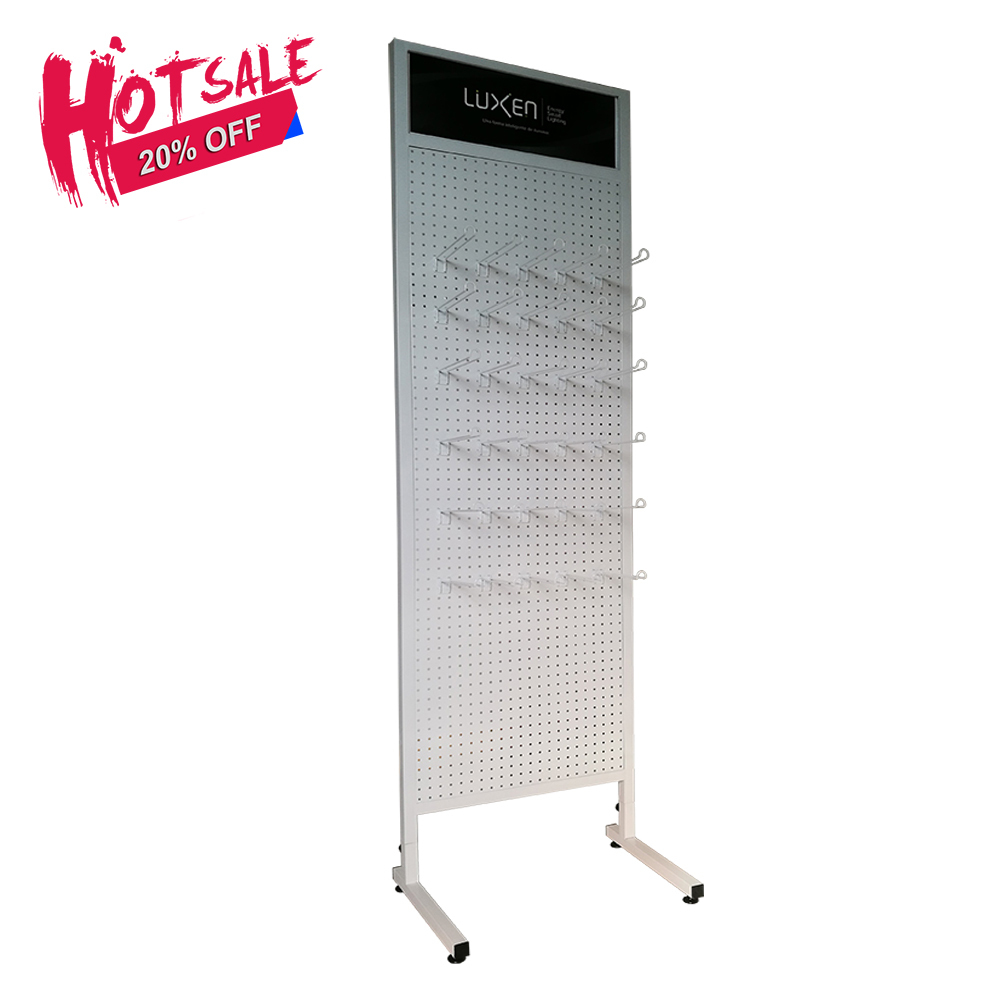 Metal Free Standing Cheap Price Hook Hanging Floor Stand Pegboard Accessories Display Rack for Retail Store Shop