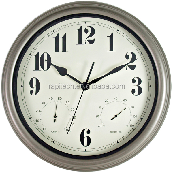 15 Inch Outdoor Metal Clock With Thermometer And Hygrometer