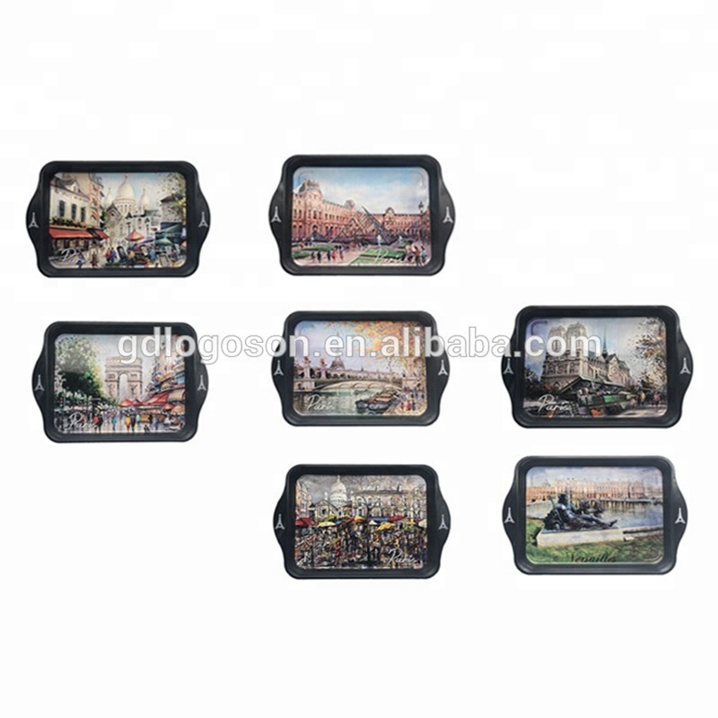 Rectangle Paris Souvenir Serving Tray Plates Wholesale Tourist Souvenir Gift Metal Serving Trays