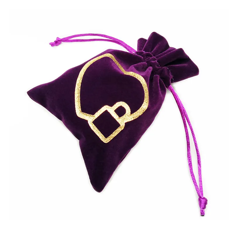 Small Suede Velvet Luxury Jewelry Drawstring Pouch With Custom Logo