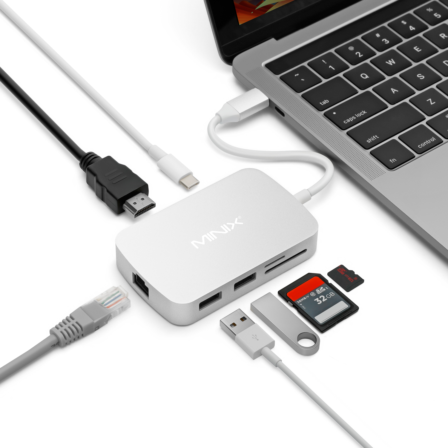 USB 3,0 USB-C многопортовый гигабитный Ethernet адаптер с двумя портами 3,0 Type-C концентратор