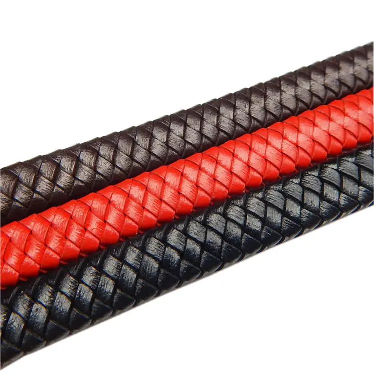 12mm Red brown black Wide Flat Bolo Braid Leather Cord for Wholesale