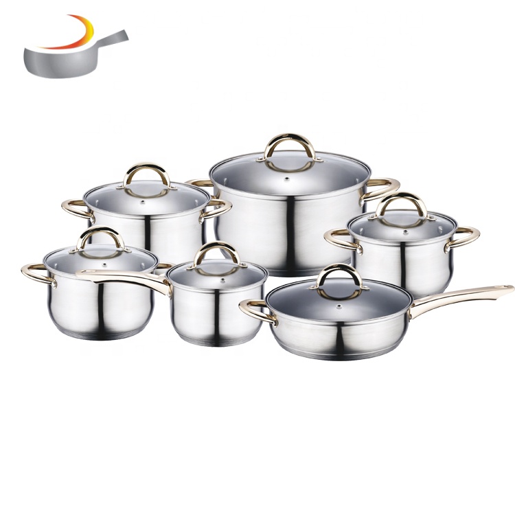 High Quality kitchen accessories Stainless Steel 12pcs Cookware Set Pot And Pan Set