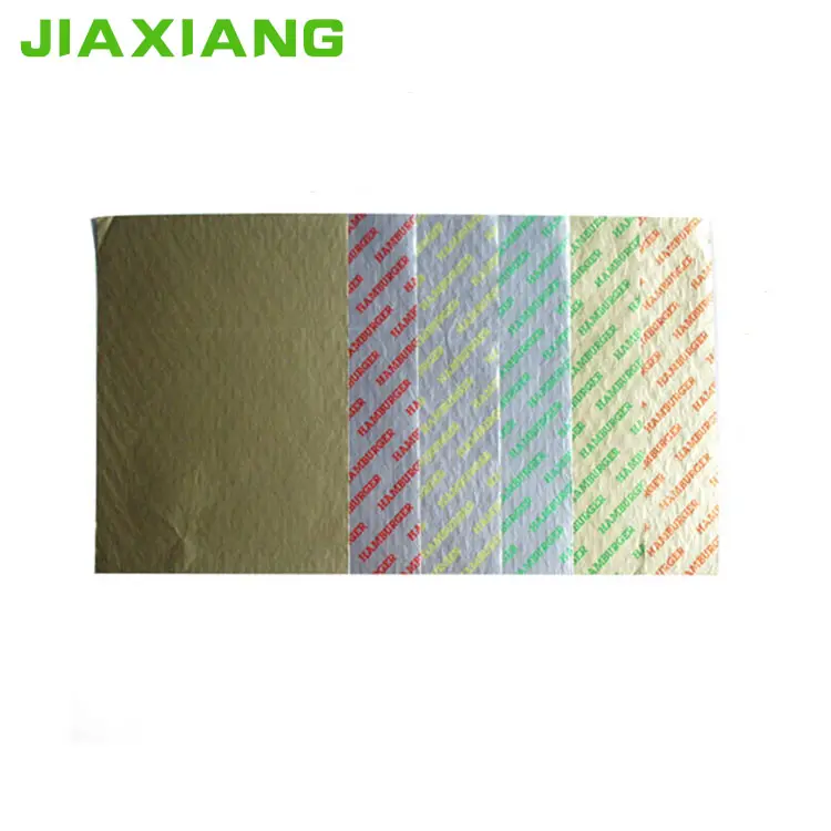 colored aluminium foil laminated paper fast food  greaseproof paper for burger wrapping