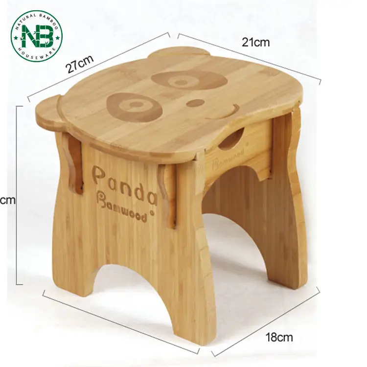 Cute Carton Style Foot Rest Stool Natural Bamboo Stool For Children