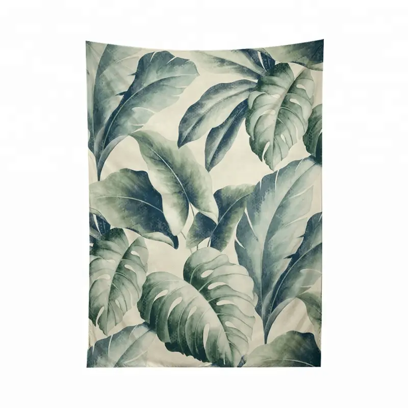 Ins Hot Selling Poly Canvas Botanical Tropical Printed Wall Hanging Tapestry
