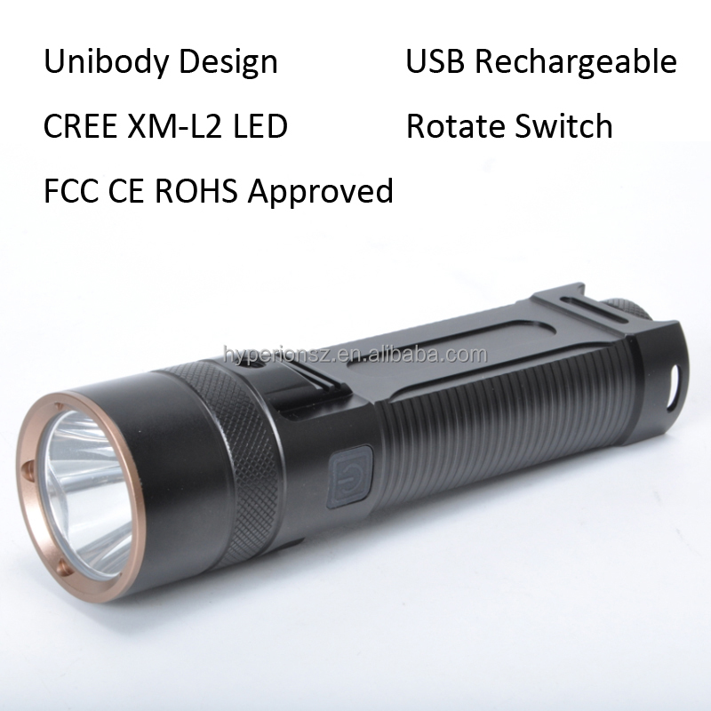 2018 Новый Цельным алюминиевым корпусом дизайн L2 LED USB Перезаряжаемый Фонарик
