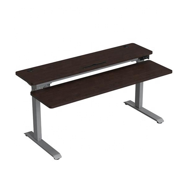 Dual motor 3 stage dual level two tier Electric Split Top Sit Stand Desk