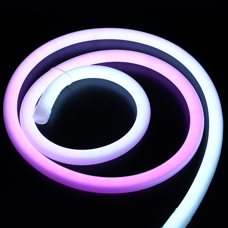 360 degree round sign custom ip67 tube strip lights rope ultra thin mini outdoor linear 24v Pixel RGB led neon flex