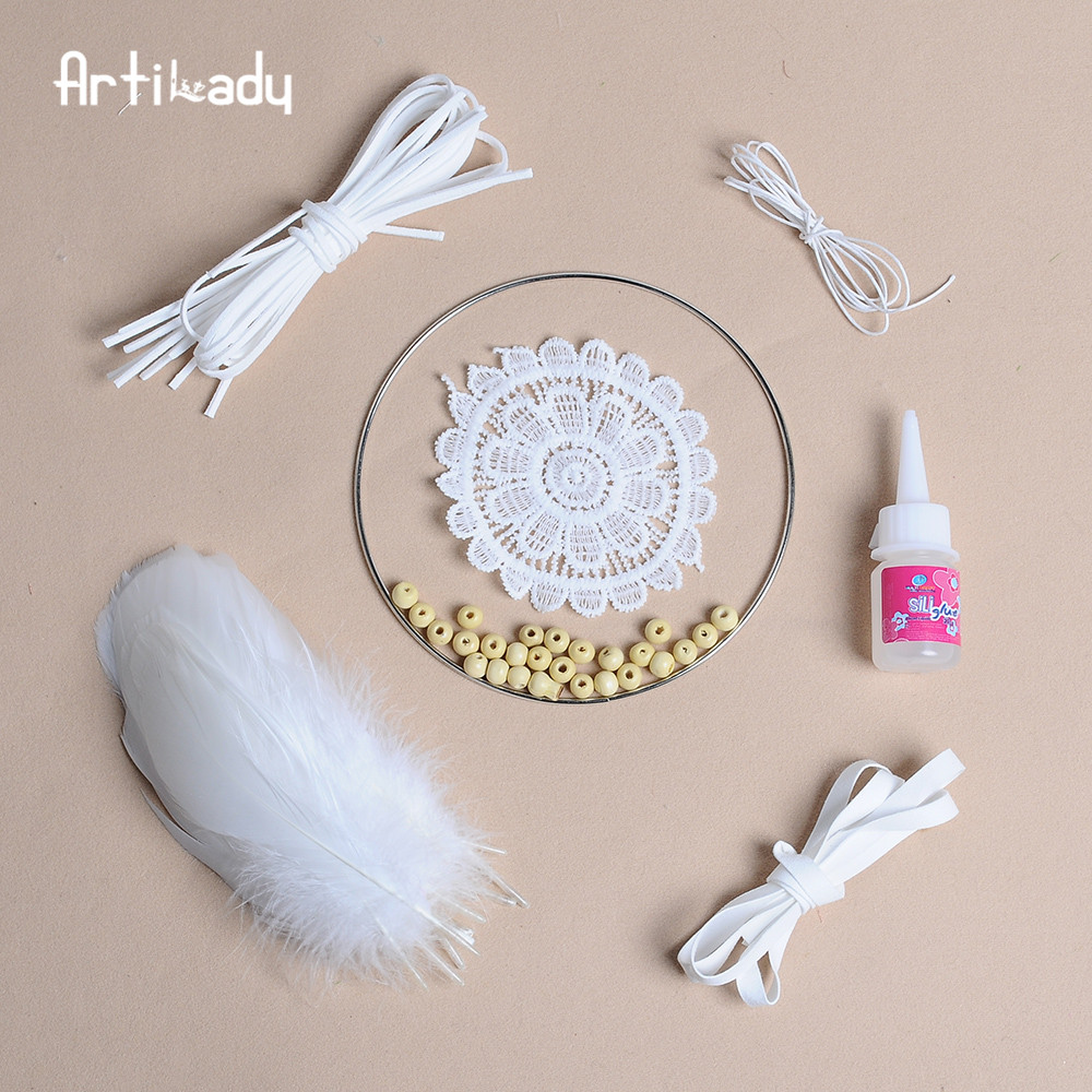 Artilady colorful DIY Feather DreamCatcher Kits Wall Hanging BOHO Decor Handmade Kits for kids and Adults
