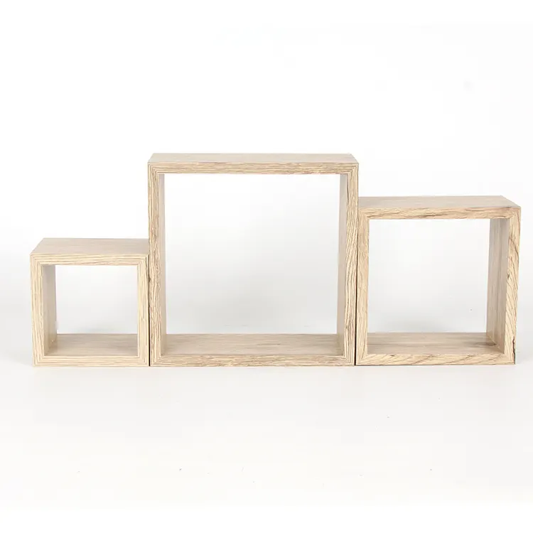 Organic 3 Sets Wood Square Wall-Mounted Shadow Box Home Display Shelves