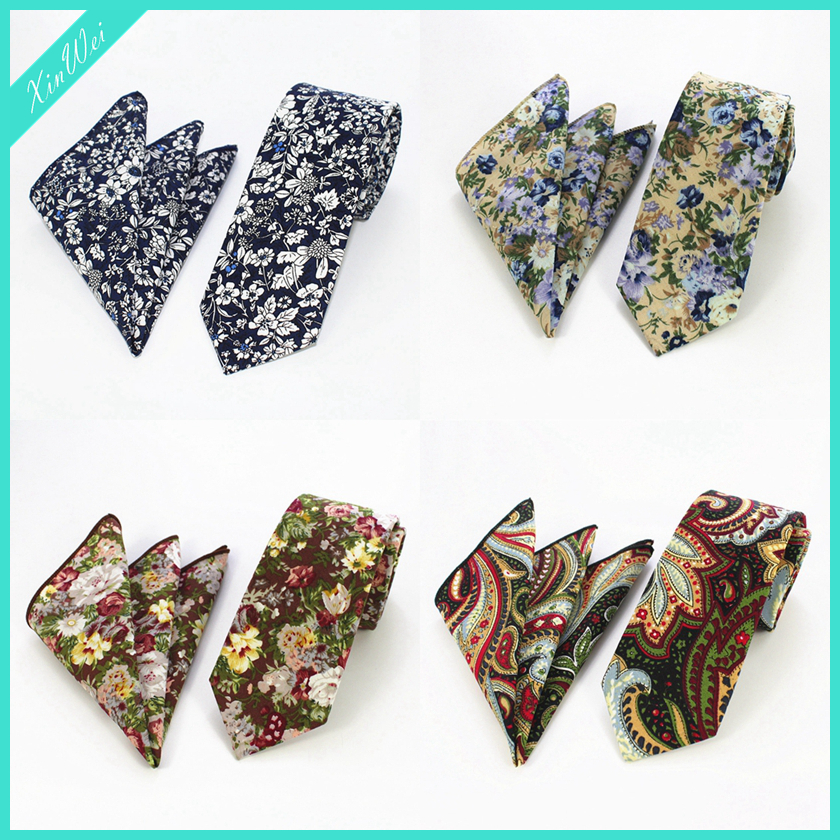 High Quality Cotton Neck Tie Pocket Square Cotton Necktie
