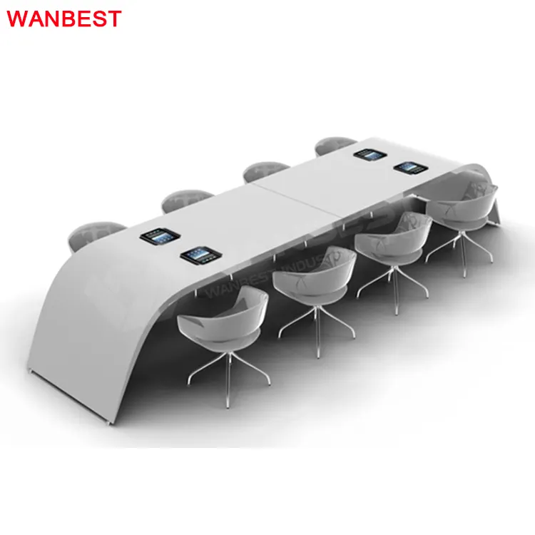 Artificial Stone Curved Office Conference Room Modern Meeting Table