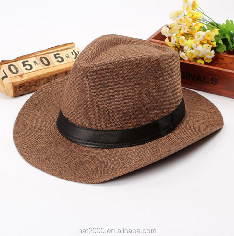 Summer Men Straw Cowboy Hat Wide Brim Beach Cap Sunbonnet Panama Hats Free Shipping