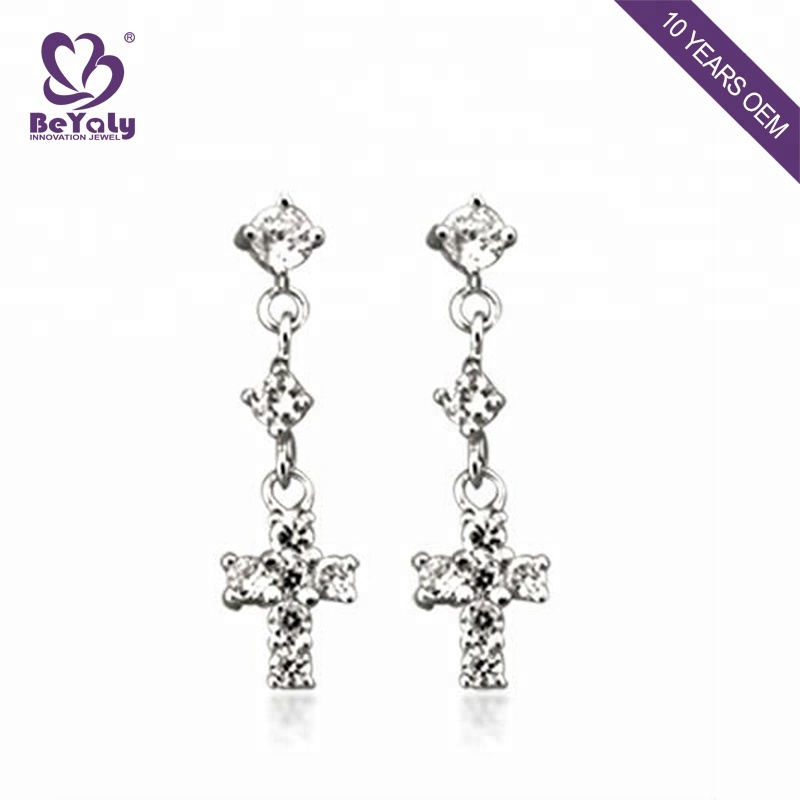 2018 модные драгоценности стерлингового серебра серьги с инкрустацией jewels под мини кросс