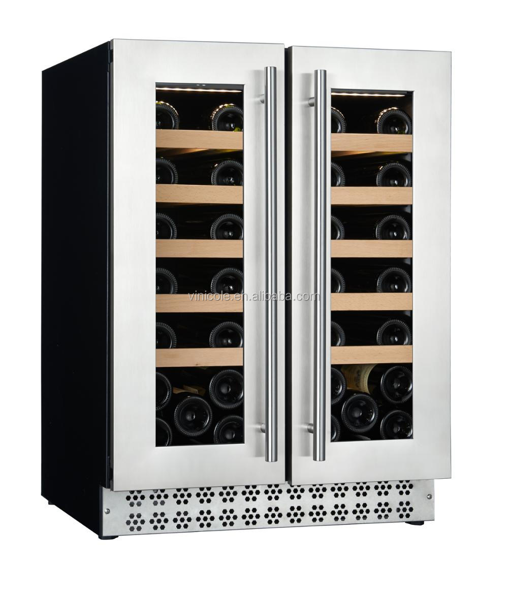 40 бутылки Dual Zone компрессор охлаждения встроенный охладитель вина/погреб с 2 двери