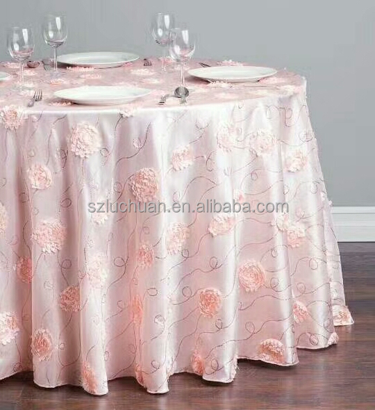Beautiful Table Overlay Polyester Floral Tablecloth Round Wedding