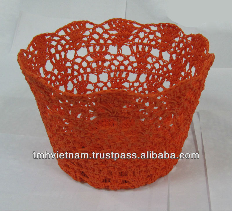 Red Paper Crochet basket