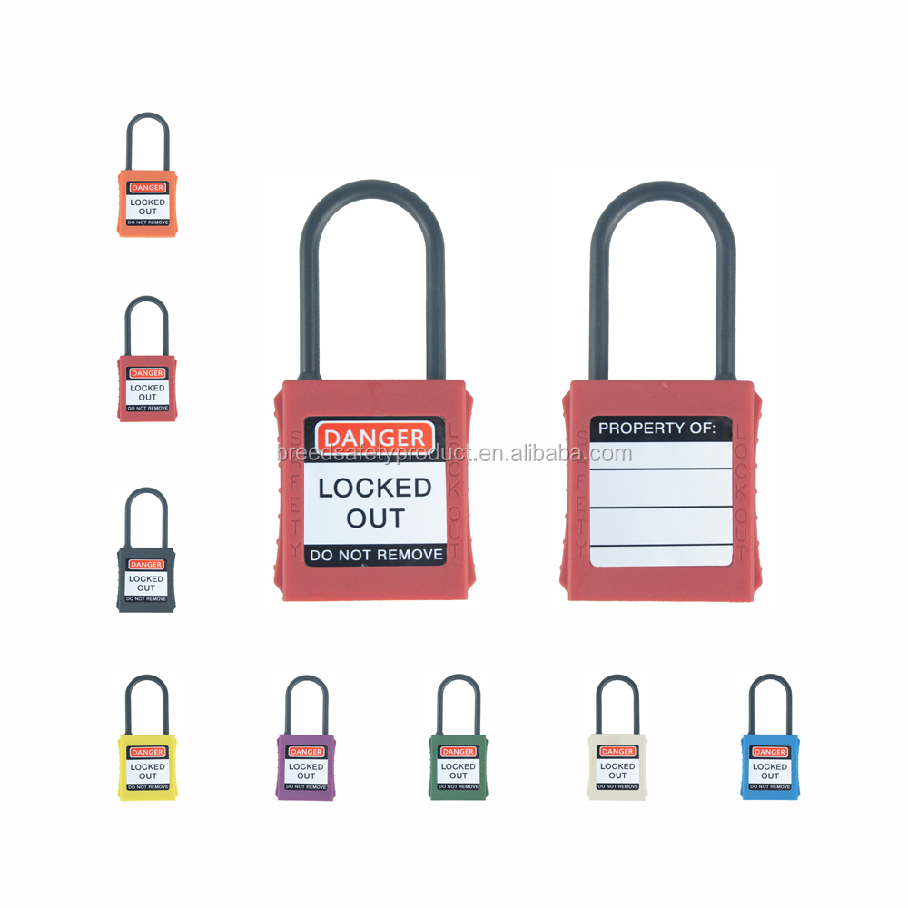 Изолированный пластиковый замок Loto безопасности Padlock 38 мм Высокая нейлоновая дужка KD