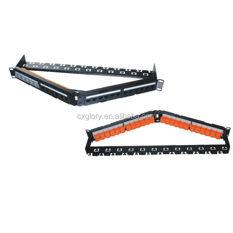 19 дюйм(ов) () cat6 cat6A UTP 24 порт патч панель правый угол с затвором