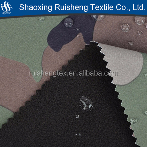 2021 years camouflages softshell fabric 4 way stretch fabric bonded TPU film bonded polar fleece
