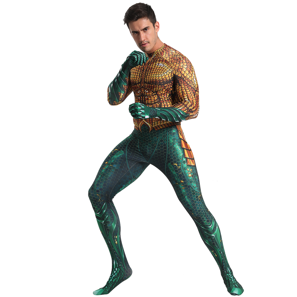 Роскошный костюм для косплея Aquaman, мужской костюм Артура карри для косплея Zentai, костюм супергероя постоянного тока на Хэллоуин, костюм для взрослых, карнавальный костюм