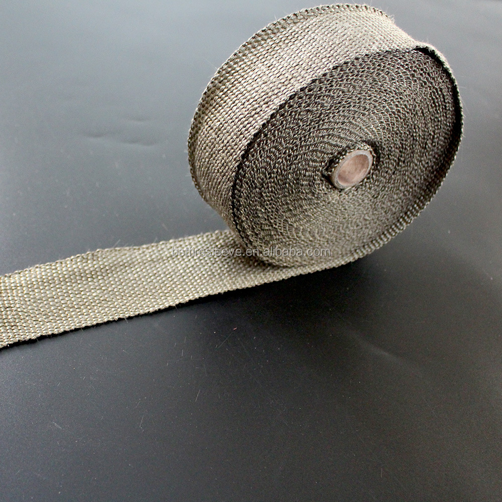 Basalt fiber woven tape for exhaust manifold wrap