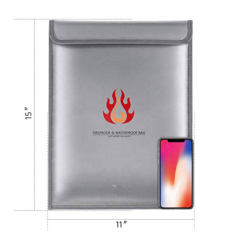 Сумка для документов с силиконовым покрытием OEM Fireproof с застежкой-молнией