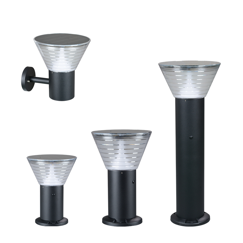 ALLTOP Waterproof ip65 aluminium garden light outdoor dusk to dawn 5w all in one led solar bollard lawn light