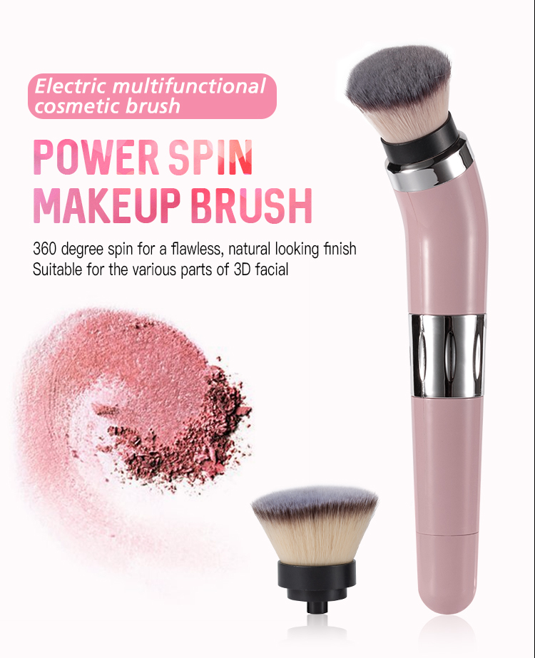 pink rotating make up brush electric makeup brush set