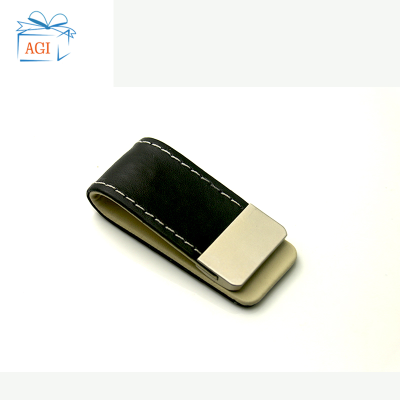 High Quality Custom fashion simple leather Money Clip for men