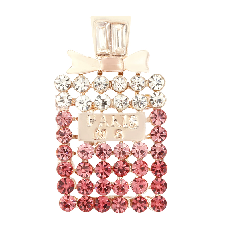 Rhinestone Perfume NO.5 Bottle Brooches for Women Enamel Pins Fashion Jewelry Brooch Geometric Bottle Brooches