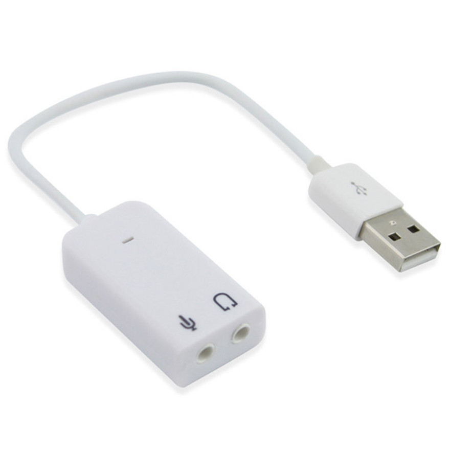 D Лидер продаж, белая 2,0 Виртуальная 7,1 канальная внешняя звуковая карта USB, звуковая карта, адаптер, звуковые карты для ноутбука, ПК, Mac с кабелем
