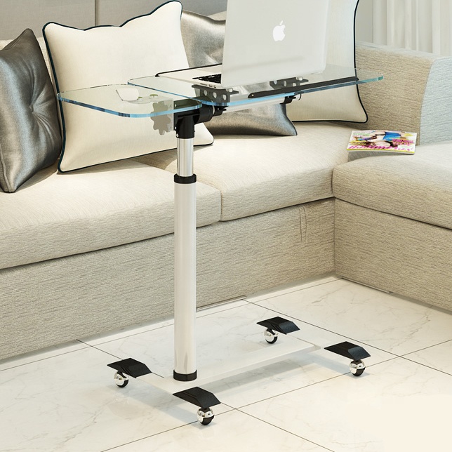 Wholesale metal height adjustable hospital overbed table with wheels laptop computer desk