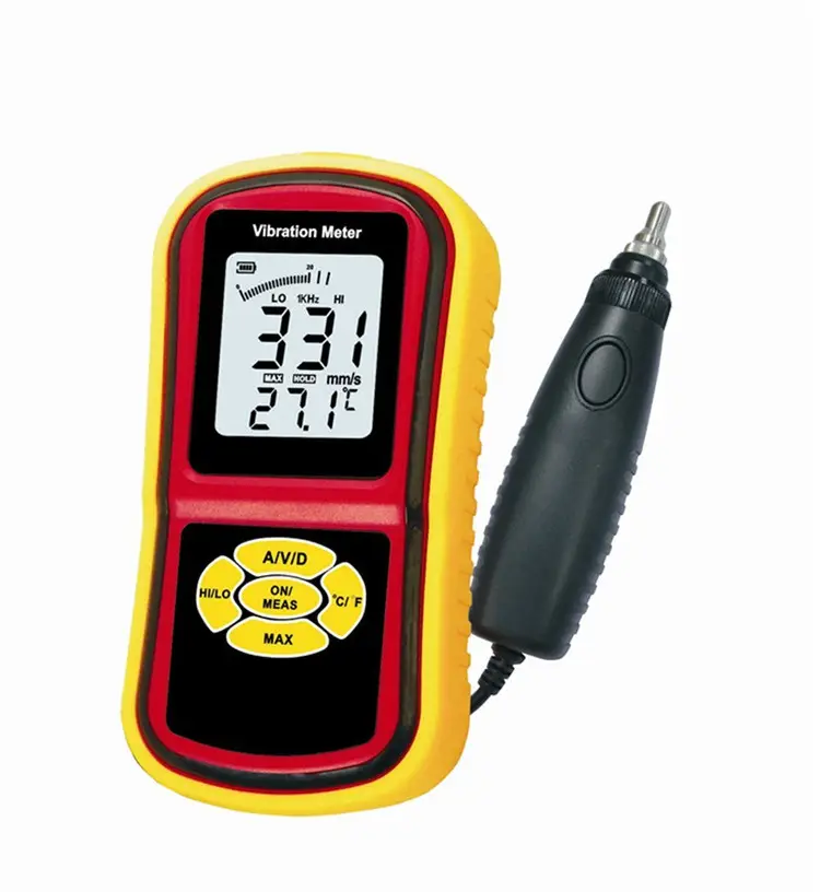 GM63B Portable Digital Vibrometer Vibration Analyzer Tester Meter + Temperature Meter with LCD Backlight