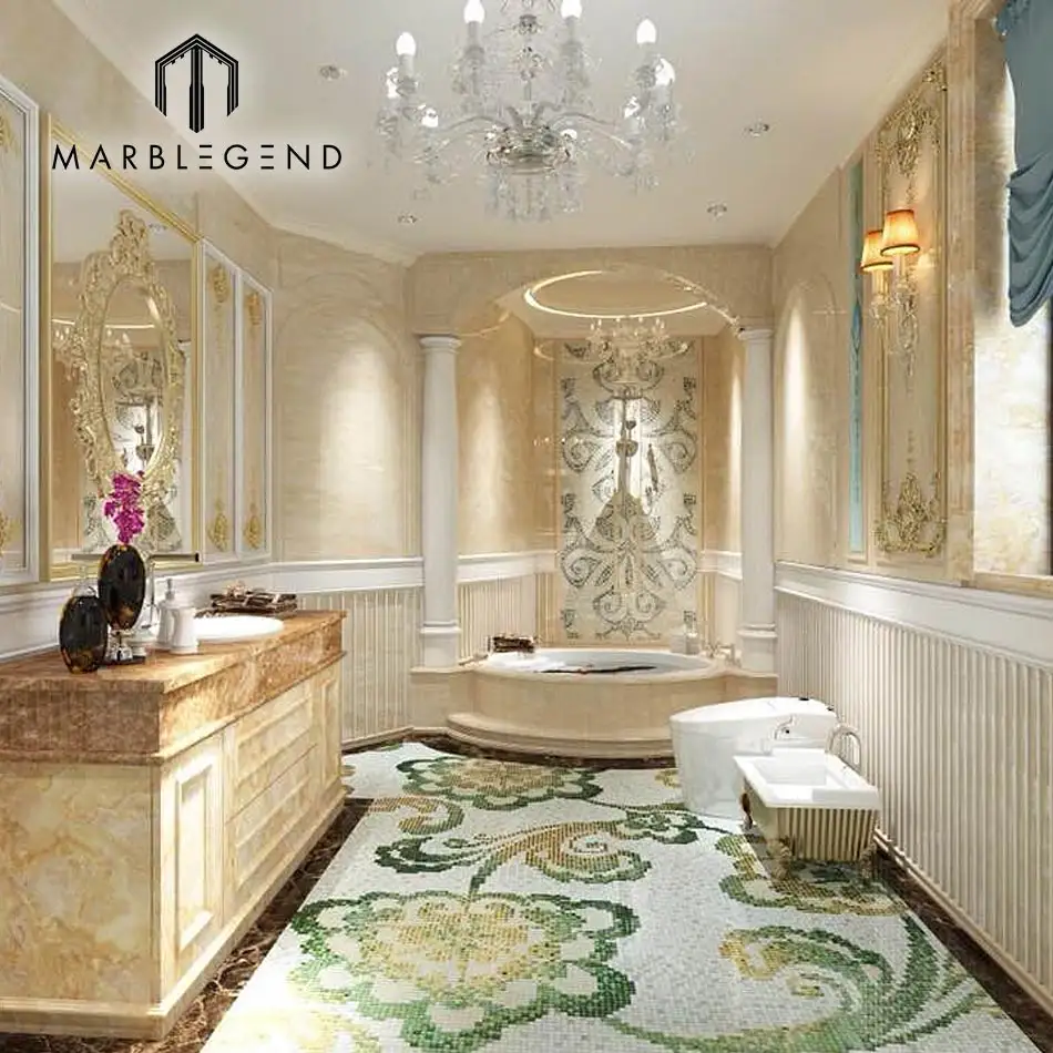 Custom 3D architectural construction luxurious hotel palace bathroom interior design service